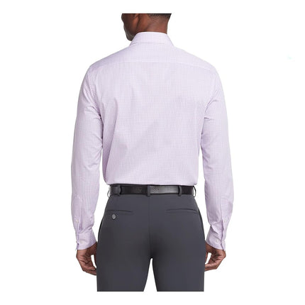 Van Heusen Men's Regular Fit Flex Collar Check Dress Shirt, Soft Lilac, 18.5" Neck 36"-37" Sleeve