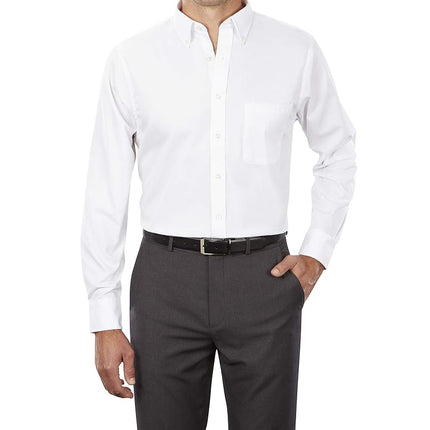 Van Heusen Men's Dress Shirt Regular Fit Pinpoint Solid, White, 17.5" Neck 34"-35" Sleeve
