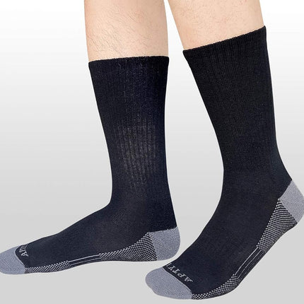 APTYID Men's Moisture Wicking Cushioned Crew Work Boot Socks (4-6 Pairs), Black (6 Pairs), 7.5-12 UK