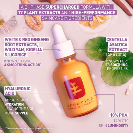 Erborian Multi-Perfecting Milky Night Serum, Skin Therapy, for Wrinkles & Fine Lines, Texture, Evenness, Visible Results after 1st Night - Hydrating with 10% PHA, Hyaluronic Acid- Korean Skincare