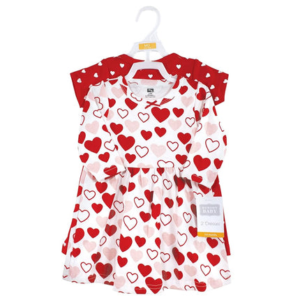 Hudson Baby Baby Girls' Cotton Dresses, Red Pink Hearts, 3-6 Months