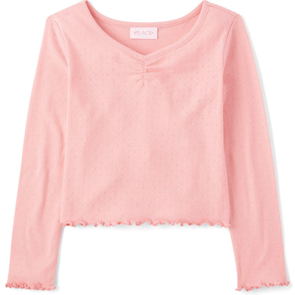 The Children's Place Girls' Basic Long Sleeve V-Ne