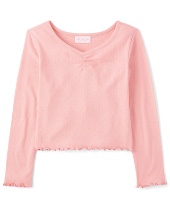 The Children's Place Girls' Basic Long Sleeve V-Ne