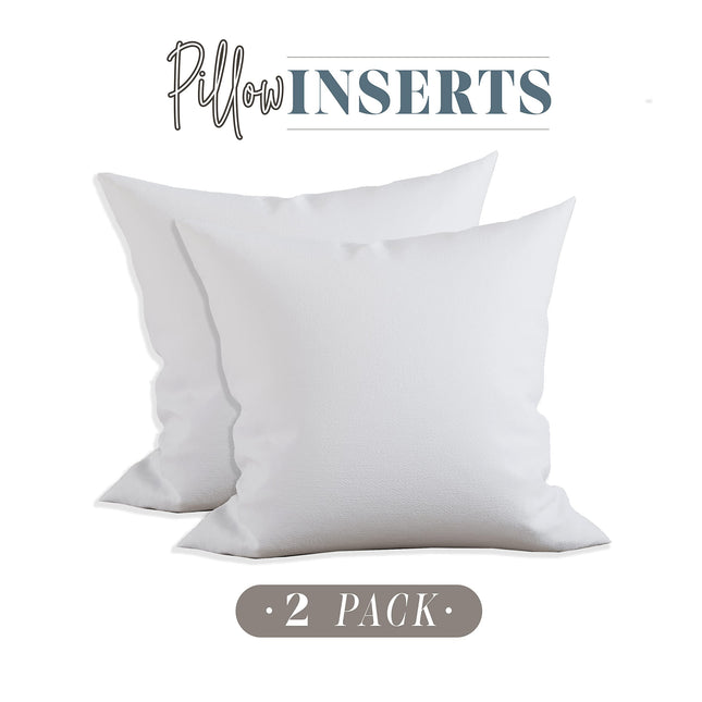 Elegant Comfort 12 x 12 Throw Pillow Inserts - 2-Pack Pillow Insert Poly-Cotton Shell with Siliconized Fiber Filling - Square Form Decorative for Couch Bed Inserts, Made in USA, 12 x 12 inch
