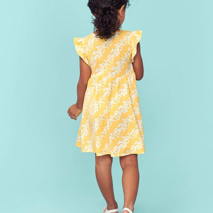 The Children's Place Vestidos de encaje de manga corta para bebés de una talla y niñas pequeñas, oro atardecer, 5T