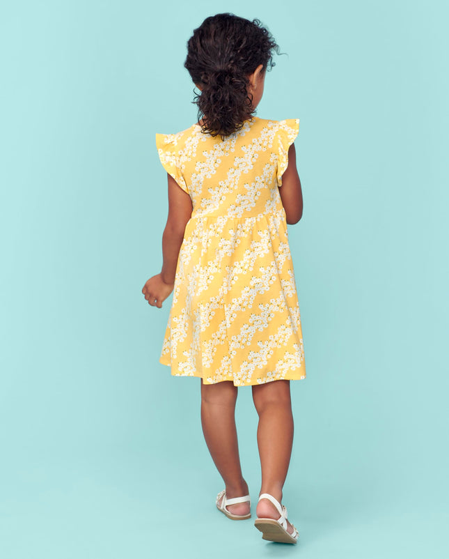 Robes courtes en dentelle à manches courtes The Children's Place pour bébés taille unique et petites filles, Sunset Gold, 2T