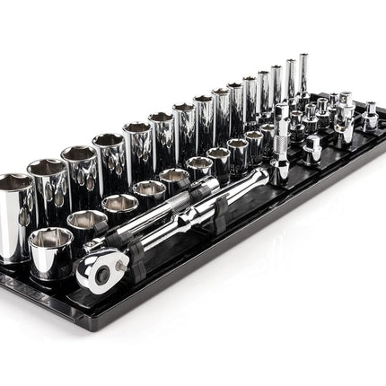 TEKTON 3/8 Inch Drive 6-Point Socket and Ratchet Set with Rails and Tray, 36-Piece (1/4-1 in.) | SKT13101