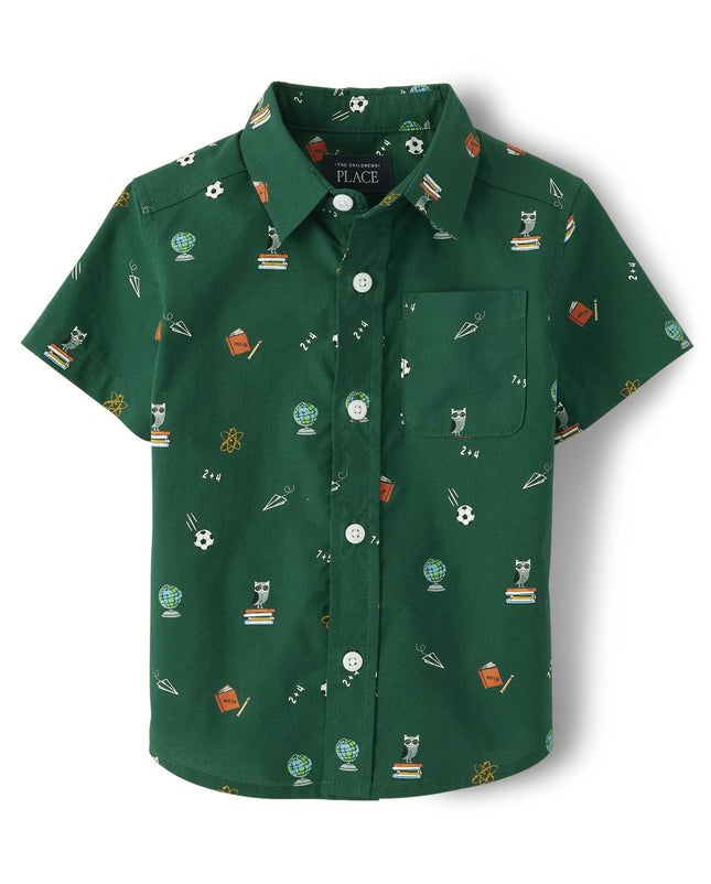 The Children's Place Baby Boys' Poplin Short Sleev