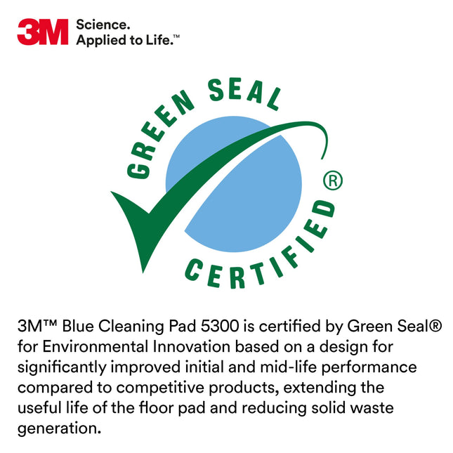 3M Blue Cleaner Pad, 5300, 18 in,Heavy duty scrubbing pads, 5 Pads