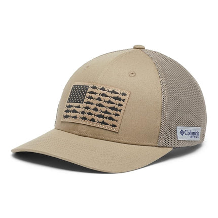 Columbia Unisex's PFG Fish Flag Mesh Ball Cap-High, Tusk, XXL
