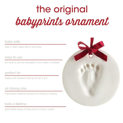 Pearhead Babyprints Newborn Baby Handprint or Footprint Keepsake Ornament Kit, Perfect Holiday Keepsake or Gift (Holiday), Neutral/Undyed