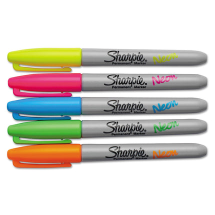 Rotulador permanente Sharpie fino de neón - Colores surtidos, paquete de 5