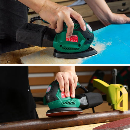 Detail Sander, HYCHIKA 200W 14000OPM Detail Sander with Efficient Dust Collection System, 12PCS Sandpapers, Hand Sanders for Woodworking Tight Space Sanding Home Decoration DIY Tools