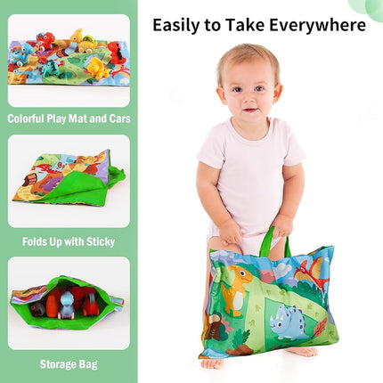 ALASOU Dinosaur Car Toys for 1 Year Old Boy Gifts with Playmat/Storage Bag