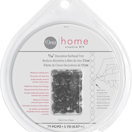 Dritz Nail Head Trim 5Ydblack, Acrylic, Multicoloured, 3-Piece