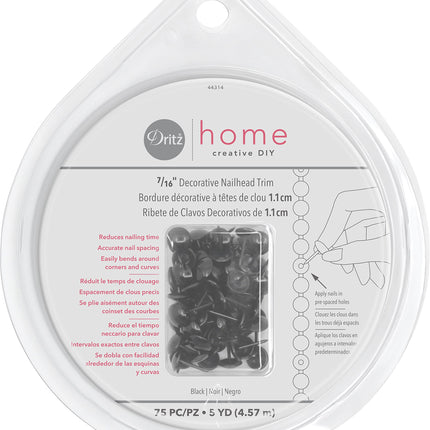 Dritz Nail Head Trim 5Ydblack, Acrylic, Multicolou