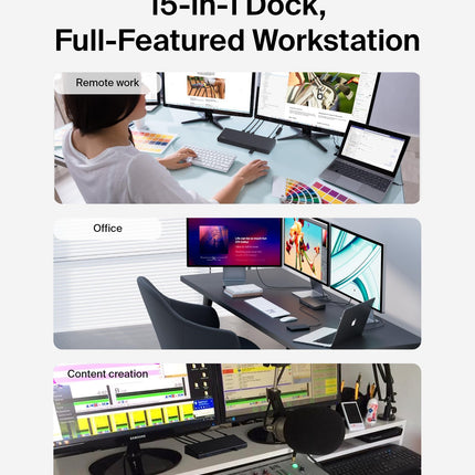 Belkin Triple Display DisplayLink Docking Station Hub with 3 HDMI Ports, 2 DisplayPorts for Triple 4K Display with 85W Power Delivery, Gigabit Ethernet, 3.5mm Mic/Speaker, 1 USB-C and 5 USB-A Ports