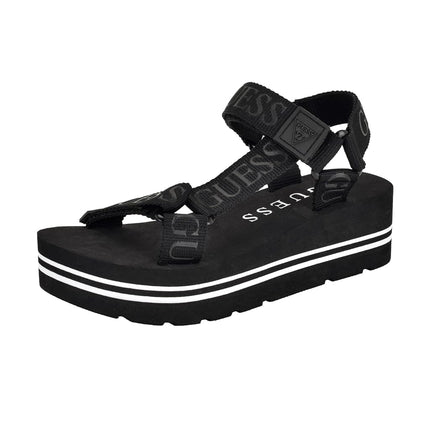 GUESS Women's Avin Wedge Sandal, Black, 4.5 UK