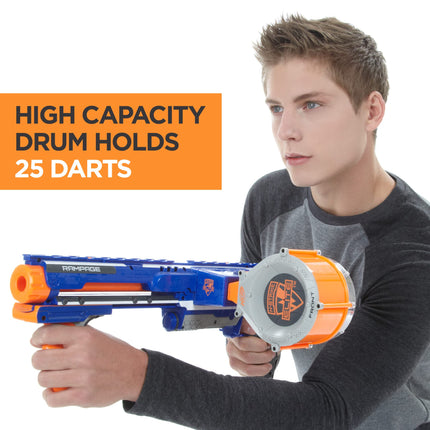 NERF Rampage N-Strike Elite Bláster de juguete con tambor de 25 dardos y tiro rápido para niños, adolescentes y adultos (exclusivo de Amazon)