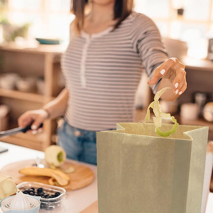 KAIHENG Kitchen Food Waste Bags, 100PCS Compostable Paper Garbage Bag, Recycling Paper Trash Bag for Dry Rubbish, Plastic Free