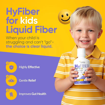 HyFiber Liquid Fiber for Kids in Only One Tablespoon, Supports Regularity and Softer Stools, FOS Prebiotics for Gut Health, 6 Grams of Fiber, 32 Servings per Bottle