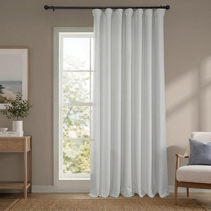 Cortina extra ancha de lino con oscurecimiento de ambiente HPD Half Price Drapes (1 panel) 100 x 84, BOCH-LN1855-84-DW, color Oyster