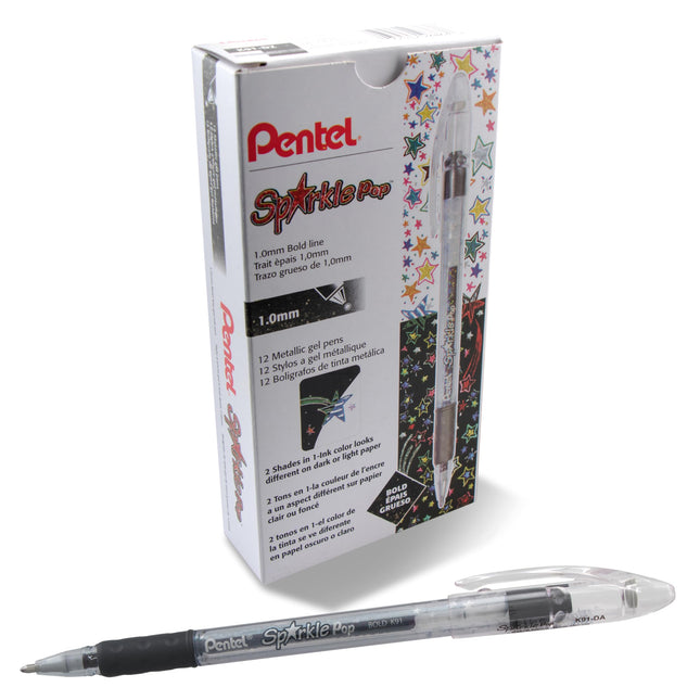 Pentel Sparkle Pop Metallic Gel Pen, (1.0mm) Bold 