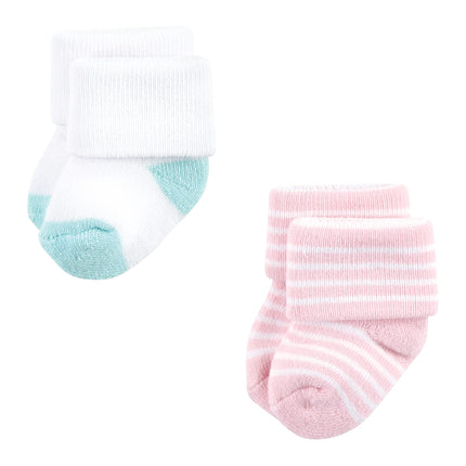 Luvable Friends Baby, Coral Dots, Unisex Newborn Terry Socks, 0-6 Months, (Pack of 12)