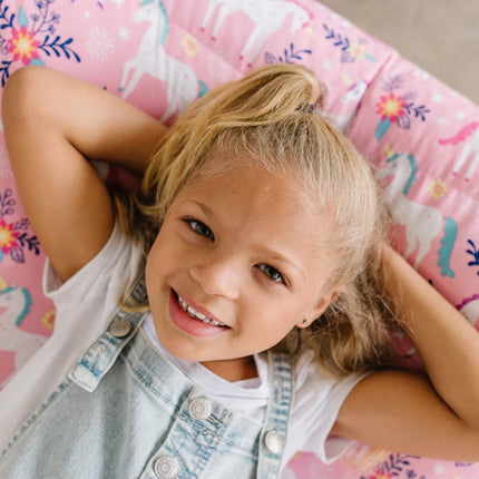 Wildkin Kids Floor Lounger – Pillow Lounger, Travel-Friendly, Ideal for Sleepovers, Fits Standard Pillows - Magical Unicorns