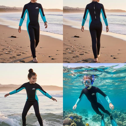 Gogokids Wetsuit Kids, Children 2.5mm Neoprene Thermal Swimsuit with UV 50+ Protection, Full Length One Piece for Ages 2-10 Boys & Girls Swimming, Surfing, Diving, Snorkeling