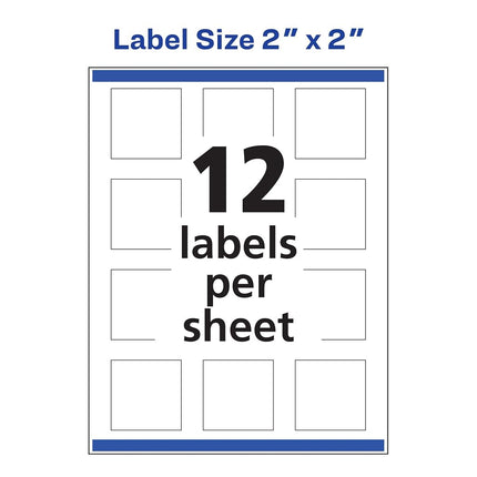 Avery Square Labels with Sure Feed, 2" x 2", 300 Glossy White Labels (36477)