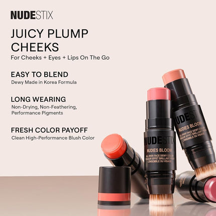 NUDESTIX Nudies Bloom Dewy Blush Stick Cherry Blossom Babe 7g – Dewy Cream Blush for Cheeks, Eyes & Lips – Glass Skin Glow, Buildable Colour, Cool Fresh Rose
