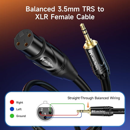 Cable Matters- 1 8 Inch 3.5Mm to XLR Cablemale to Female XLR to 3.5Mm Cable, XLR to 1 8 Cable, 1 8 to XLR Cable 6 Ft Black