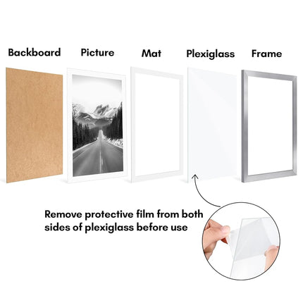 Americanflat 13x19 Picture Frame with Polished Plexiglass - Set of 2 - Use as 11x17 Frame with Mat or 13x19 Frame Without Mat - Galleria Collection - Gallery Wall Frame Set for Wall Display - Silver