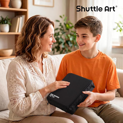 Shuttle Art Sketching and Drawing Pencils Set, 124 Pack Sketch Art Pencil Set with 4 Drawing Pads, Graphite Pencils in Zipper Case, Colouring Pencils for Artist Sketching, Art Set for Adults, Beginner