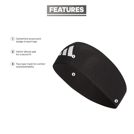 adidas Unisex-Adult Alphaskin Wide Fit Sports Headband, Black/White, One Size