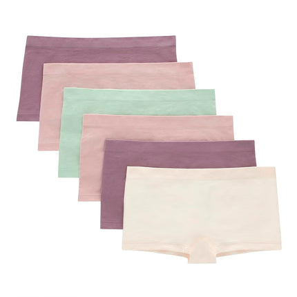 Hanes Ropa Interior de Niña Boyshort, Comodidad Sin Costuras, Braguitas para Adolescentes, Colores Surtidos, Paquete de 6, Marfil, Menta, Rosa, Ciruela, Grande