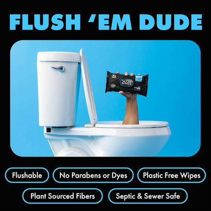 DUDE Wipes - Flushable Wipes - 8 Pack, 336 Wipes - Unscented Extra-Large Adult Wet Wipes - Vitamin-E & Aloe - Septic and Sewer Safe