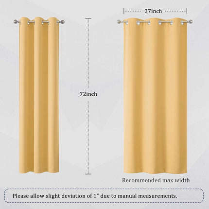 DUALIFE Yellow Curtains 72 Inches Long-Blackout Curtain Panels for Bedroom Room Darkening Solid Window Drapes for Living Room Thermal Insulated Grommet Top 42W x 72L,2 Panels Desert Mist