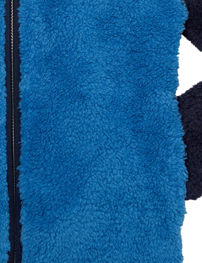 Sudadera con capucha, forro de sherpa, cierre de cremallera, manga larga, de The Children's Place para niños, color azul a bloques, talla grande