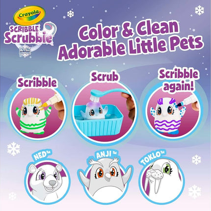 Crayola Scribble Scrubbie Pets Arctic Snow Explorer, Color & Wash Creative Toy, Gift for Kids, Age 3, 4, 5, 6