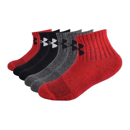 Under Armour boys Multi Pack Quarter Sock, Red, 2-