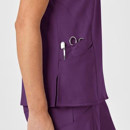 WonderWink 6155AEGGPXL Haut femme col en V stylisé W123, Aubergine, Taille Standard-XL