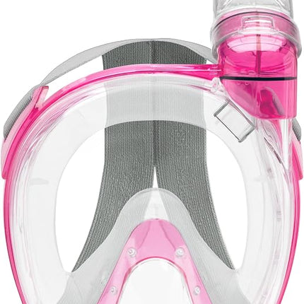 CRESSI Baron Full Face Mask Clear/Pink XS - Integral Anti Fog Snorkel Comfortable Full Face Mask with Exhalation Valve and Dry Snorkel, Transparent/Pink, XS