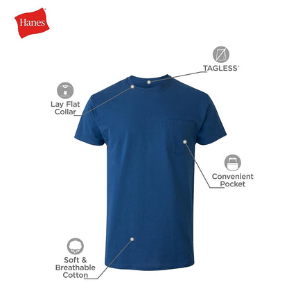Hanes Lot de T-shirts à Poche pour Homme, T-shirts à Col Rond en Coton avec Poche, Divers coloris - Lot de 6, T-shirt Anti-humidité, Divers coloris - Lot de 6, Large