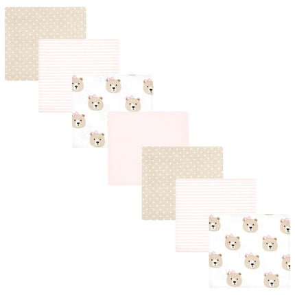 Lot de couvertures de réception en flanelle de coton pour bébés Hudson Baby unisexe, couleur taupe rose motif ourson, taille unique