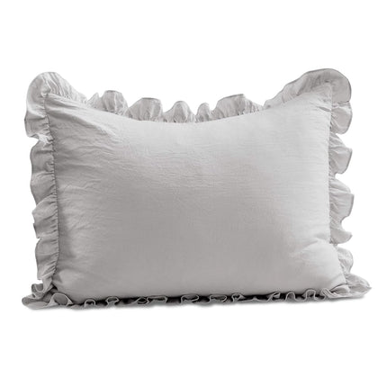Lush Decor Allison Ruffle Skirt Bedspread Light Gray Shabby Chic Farmhouse Style Lightweight 2 Piece Set Twin XL, Polyester