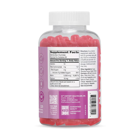 21st Century Vitajoy Biotin Gummies, Strawberry, 120 Count