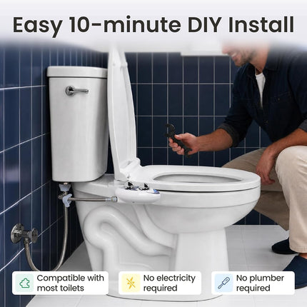 LUXE Bidet NEO 120 - Self-Cleaning Nozzle, Fresh Water Non-Electric Bidet Attachment for Toilet Seat, Adjustable Water Pressure, Rear Wash (Gold)