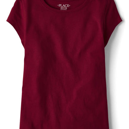The Children's Place Girls Tee Shirt, Rubine/Dk Gray 2-Pack, Small
